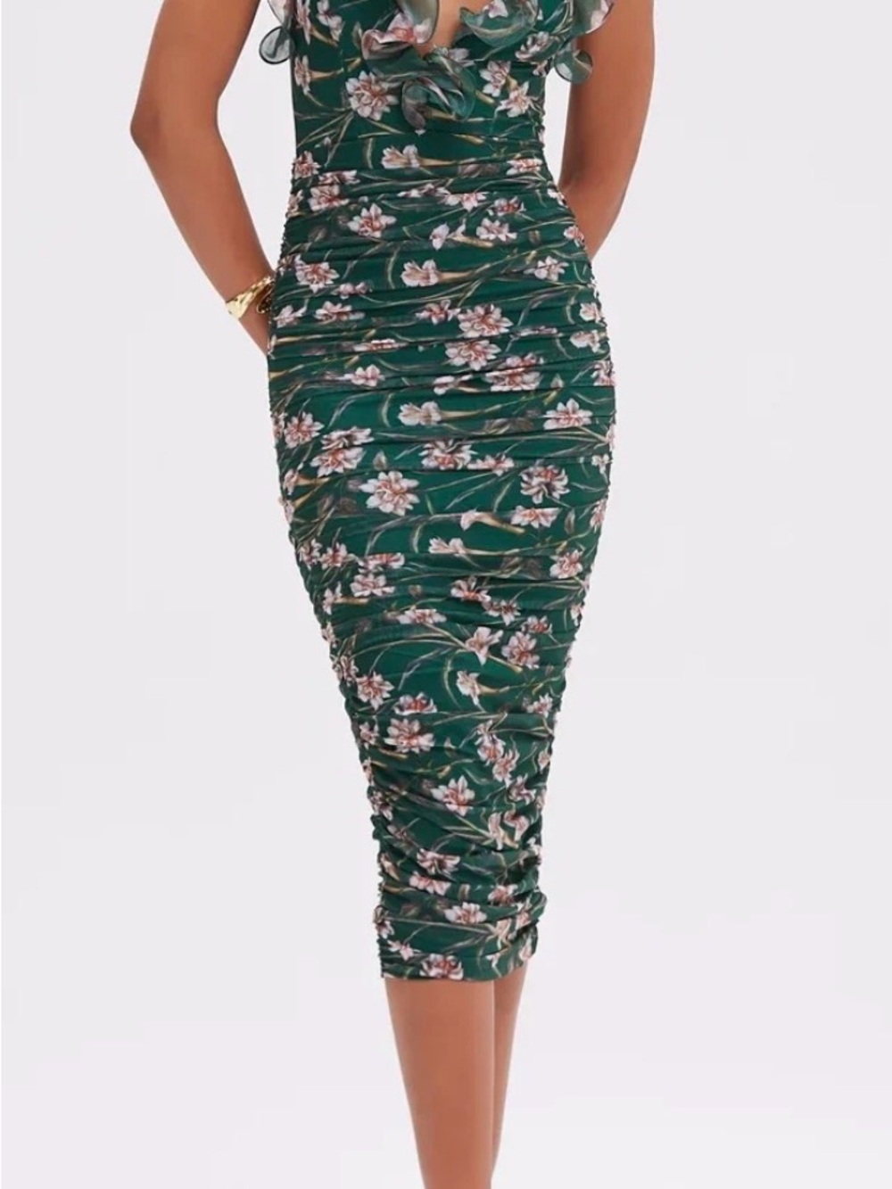 PatBO Botanic Retro Flutter Halter Midi Dress Size 0